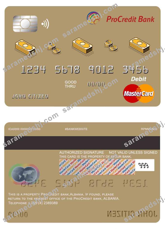 Albania Procredit bank master debit card